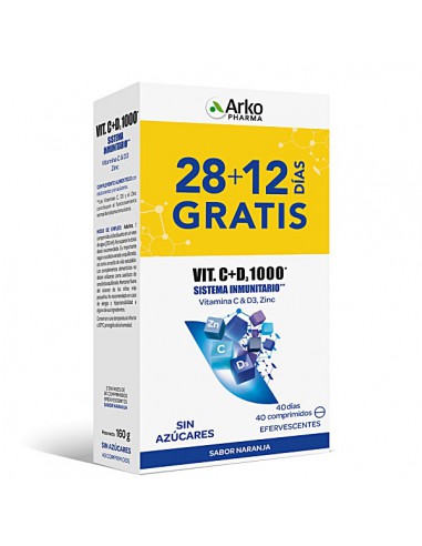 ARKOPHARMA VITAMINA C + D3 1000 40 COMPRIMIDOS EFERVESCENTES PACK