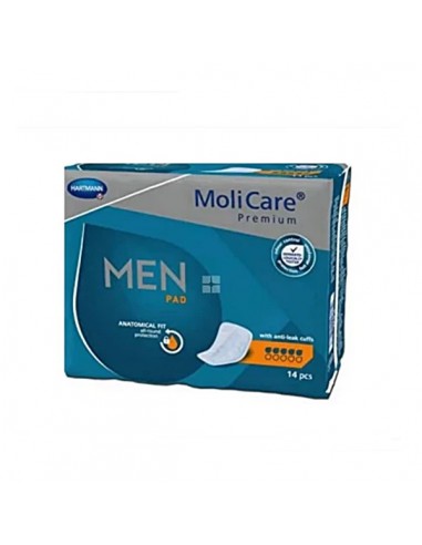 ABSORBENTE INCONTINENCIA ORINA LIGERA MOLICARE PREMIUM MEN PAD 5 GOTAS 14 UNIDADES